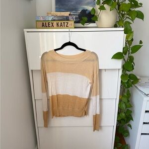 Club Monaco Beige and White Knit Top